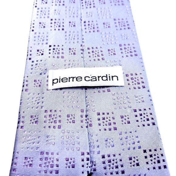 Pierre Cardin Purple Silk Tie Geometric - Picture 4 of 6
